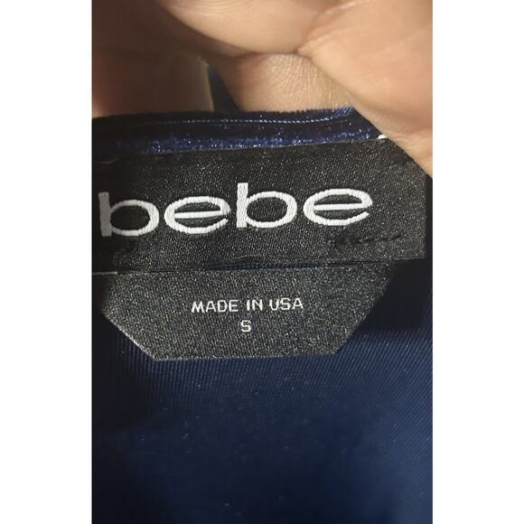 Vintage Y2K Bebe Maxi Slip Dress Navy Blue Velvet Goth Whimsigoth Vamp Witchy Sm - Picture 11 of 12